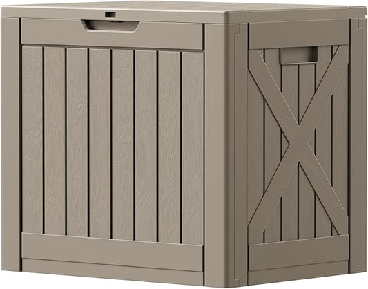 Patiowell 43 Gallon Resin Deck Box, Outdoor Storage Box for Patio Furniture, Deliveries, Pool Supplies,Waterproof and Lockable (Brown)
