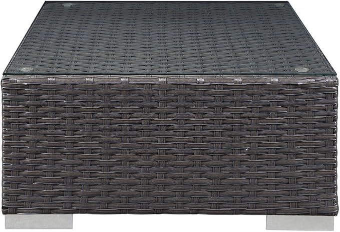 Modway Sojourn Wicker Rattan Outdoor Patio Sunbrella Fabric Ottoman in Canvas Navy