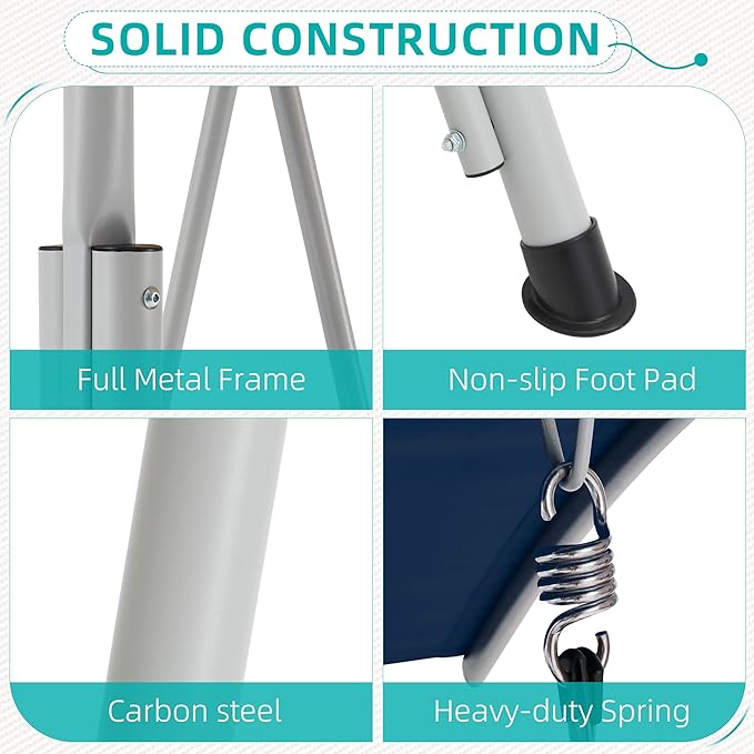 HOMREST 2 Seat Outdoor Porch Swing,Patio Swing with Adjustable Canopy,Heavy Duty 650 LBS Outdoor Swing with Pivot Storage Table & 2 Cup Holders & Cushions for Yard, Lawn, Backyard (Blue)