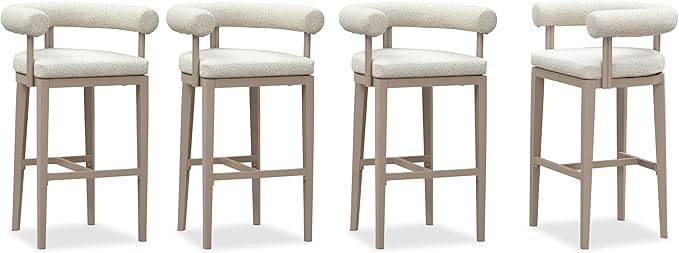 PURPLE LEAF Bar Height Stools Set of 4 Patio Modern Olefin Upholstered Barstools with Back and Armrest Tall Outdoor Bar Chairs for Pool Kitchen Island Backyard