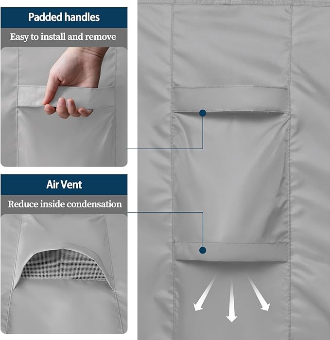 Easy-Going Rectangle Patio Furniture Cover Waterproof Outdoor Dining Table and Chair Cover Anti-UV Outside Sectional Sofa Set Covers (90"L x 64"W x 28"H, Grey)