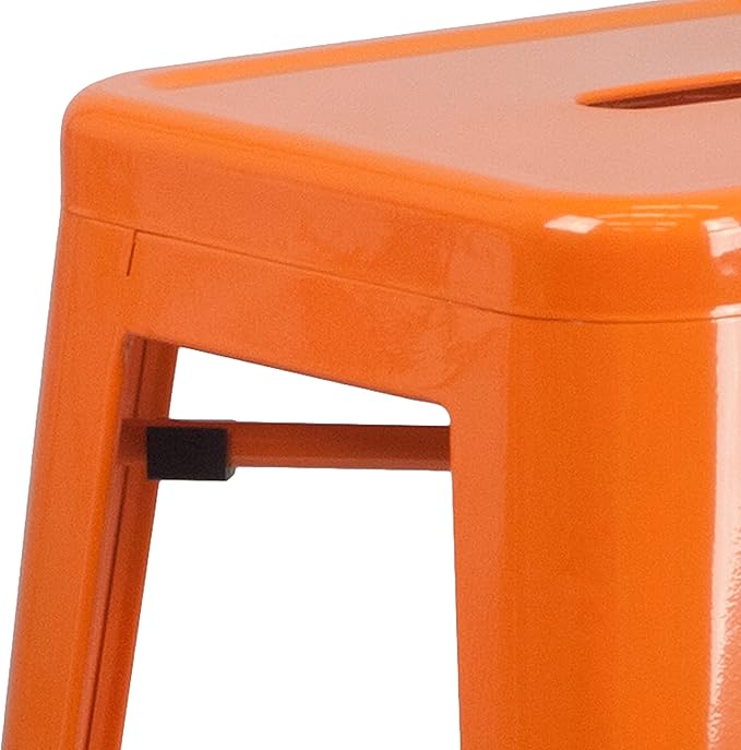 Flash Furniture Lily 4 Pack Commercial Grade 30" High Backless Orange Metal Indoor-Outdoor Barstool with Square Seat
