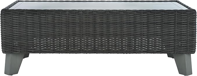 SAFAVIEH Couture Collection Margarita Dark Grey Faux Wicker Rectangle Indoor/Outdoor Coffee Table (Fully Assembled)