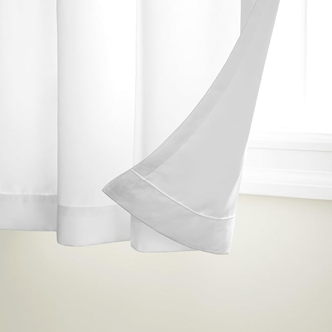 Town & Country Basics Cabana Solid Heavyweight Indoor Outdoor Curtains, Light Filtering Opacity with Grommet Top, Water Repellent, 2-Pack Set, 54"x63", White