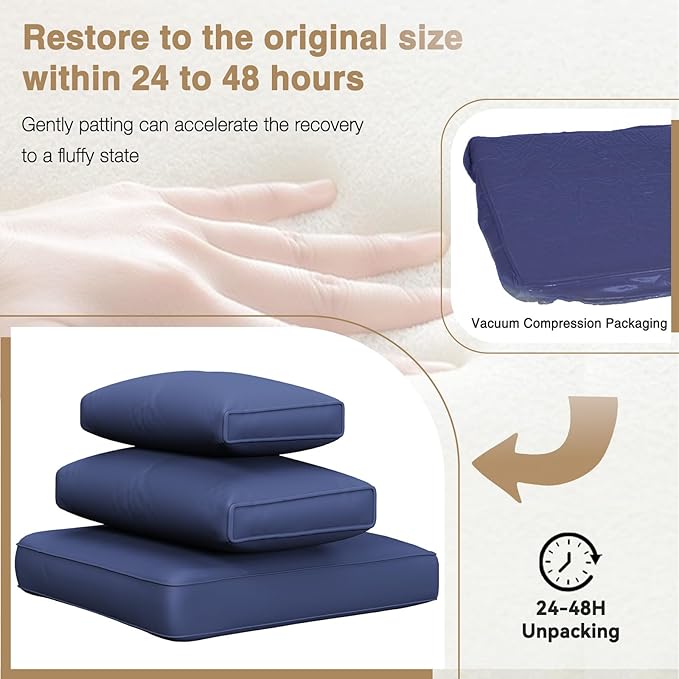 Aoxun 14 Piece Patio Furniture Set Wicker Rattan Patio Conversation Set Outdoor Sectional Sofa Set with Coffee Table and Thickened Cushions, Blue(Waterproof Cover Included)