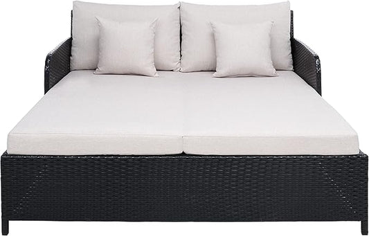 Safavieh Outdoor Collection PAT7500 Daybed, Black/Light Grey