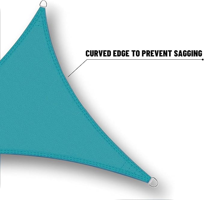 SUNNY GUARD Waterproof Sun Shade Sail 14'x14'x19.8' Turquoise Blue Right Triangle UV Block Sunshade for Backyard Yard Deck Patio Garden Outdoor Activities and Facility(Customized)