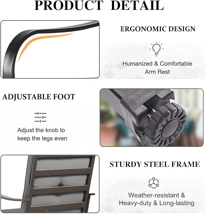 Patio Swivel Bar Stools, Outdoor Bar Height Swivel Chairs Set of 4 with Cushion & All Weather Steel Frame for Backyard, Lawn, Poolside and Balcony, Dark Grey