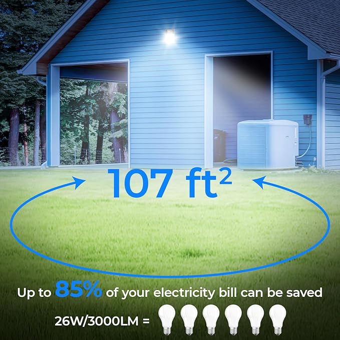 CINOTON 26W LED Wall Pack Light with Dusk to Dawn Sensor, 3000LM [100-277Vac] LED Wall Lights IP65 Waterproof Outdoor Security Flood Lighting for Garage Warehouse Garden 5000K-Daylight 4 Pack