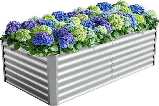 6X3X2ft (1 Pack) Galvanized Raised Garden Bed,Outdoor Courtyard Planter Box Metal Patio Kit Planting Bed for Vegetables Flowers Herb,The material is thickened and not prone to deformation or rust
