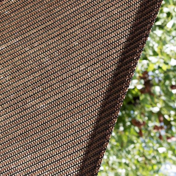 Amgo Custom Size 26' x 26' x 26' Brown Triangle Sun Shade Sail UPF50+ AGTAPRT12, Order to Make Canopy Awning, 95% UV Blockage, Water & Air Permeable, Commercial Standard (We Customize)