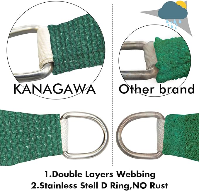 KANAGAWA 10'X20' Dark Green Custom Size Sun Shade Sail Rectangle UV Block Canopy Cover for Patio Backyard Lawn Garden Outdoor (Customized Available)