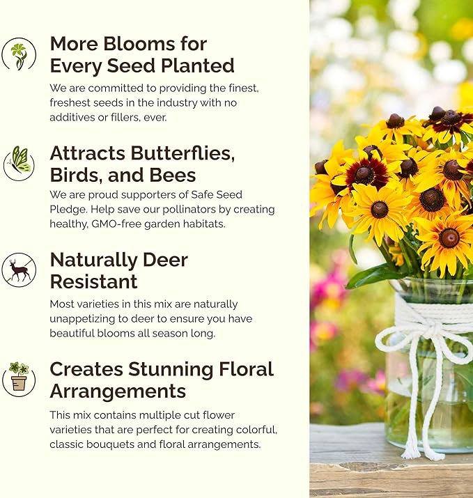 Eden Brothers Ohio Wildflower Mixed Seeds for Planting, 1/4 lb, 120,000+ Seeds with Sweet William, Cornflower | Attracts Pollinators, Plant in Spring or Fall, Zones