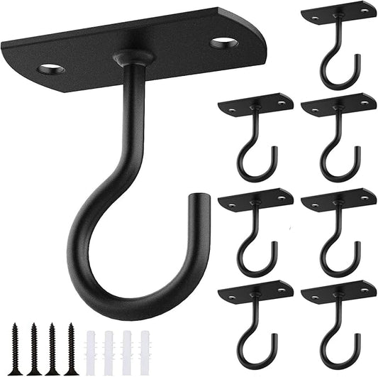 2.5in Ceiling Hooks for Hanging Plants 8Pcs Black