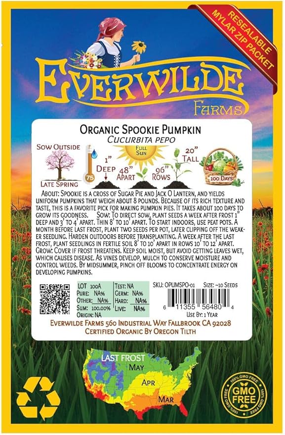 Everwilde Farms - 10 Organic Spookie Pumpkin Seeds - Gold Vault Packet