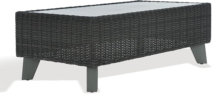 SAFAVIEH Couture Collection Margarita Dark Grey Faux Wicker Rectangle Indoor/Outdoor Coffee Table (Fully Assembled)