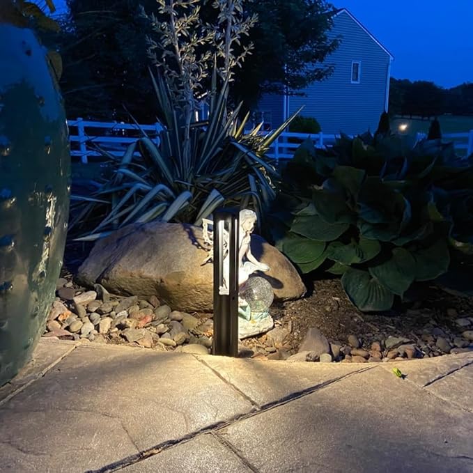 LEONLITE 10-Pack Low Voltage Landscape Pathway Lights, LED Bollard Path Lights, 3W Outdoor Landscape Lighting for Driveway, Garden, Aluminum, 12-15V AC/DC, IP65 Waterproof, 3000K Warm White, Black
