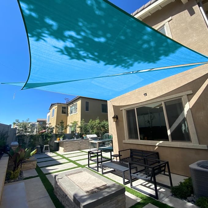 SUNLAX Sun Shade Sail 17' x 24' x 29.4' Turquoise Blue Rectangle Canopy Sail Shade Cover UV Block Permeable Sunshade Outdoor for Patio Backyard Deck Pergola (We Make Custom Size)