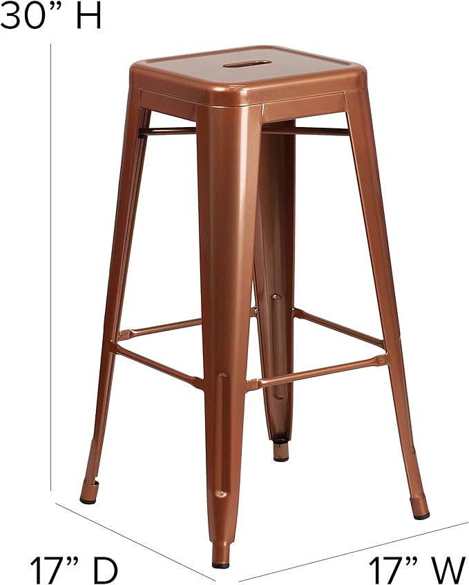 Flash Furniture Commercial Grade 30" High Backless Copper Indoor-Outdoor Barstool