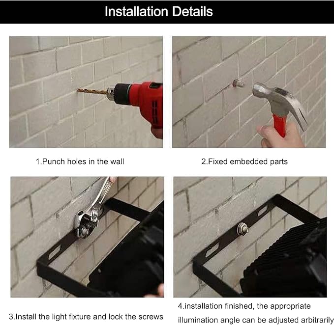 4Pack LED Flood Light Outdoor,100W LED Work Light 11000lm with 6FT US Plug,IP66 Waterproof Exterior Security Lights,6000K Daylight White Outside Floodlights Slim Design for Playground Yard