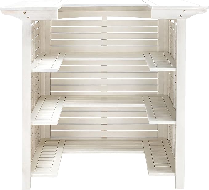 SAFAVIEH Outdoor Collection Monterey White Wash 3-Shelf Patio Bar Table