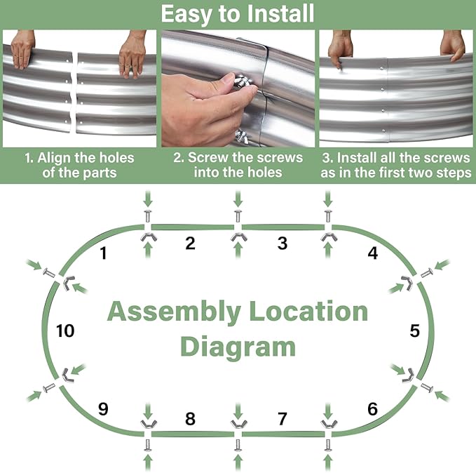 TATAANTY Galvanized Raised Garden Bed Kit, Rust-Resistant Planter Garden Boxes Outdoor, Oval Large Metal Raised Garden Beds for Vegetables Easy to Set Up - 4x2x1ft (2 Pack)