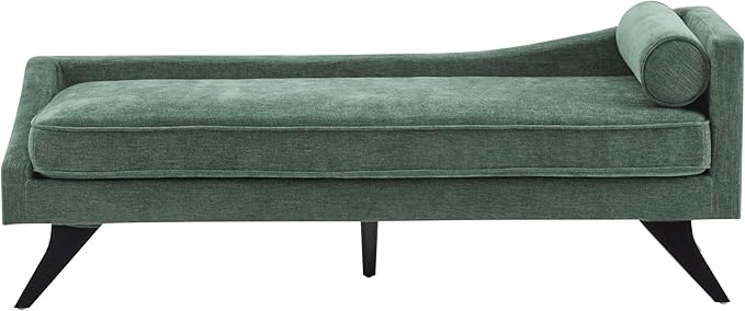 Christopher Knight Home Cagle Upholstered Loveseat Sofa with Splayed Legs, Birch Wood Frame Lounge Chair, Living Room Chaise Lounge Chair Indoor, Soft Lounge Sofa with Rolled Accent Pillow, Green