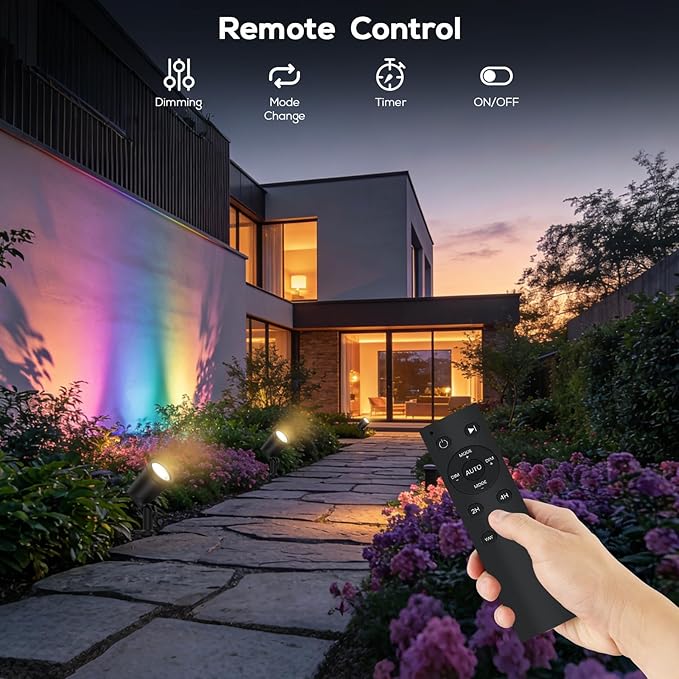 SUNTHIN 4 Pack Smart Landscape Lights, RGBW Color Changing Landscape Lights with Remote, Compatible with Alexa and Google Home, IP65 Waterproof, for Garden, Yard, Lawn, Wall, Tree, Fence(6W/ Light)