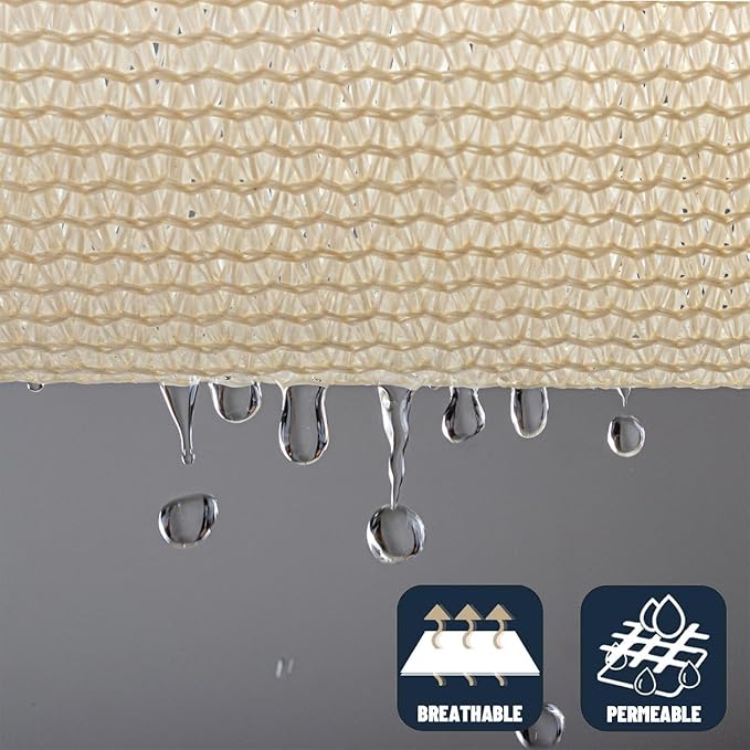 SUNNY GUARD Custom Size 14'x14'x19.8' Butter Cream Sun Shade Sail Triangle UV Block Shade for Backyard Yard Patio Deck Garden(Customized)