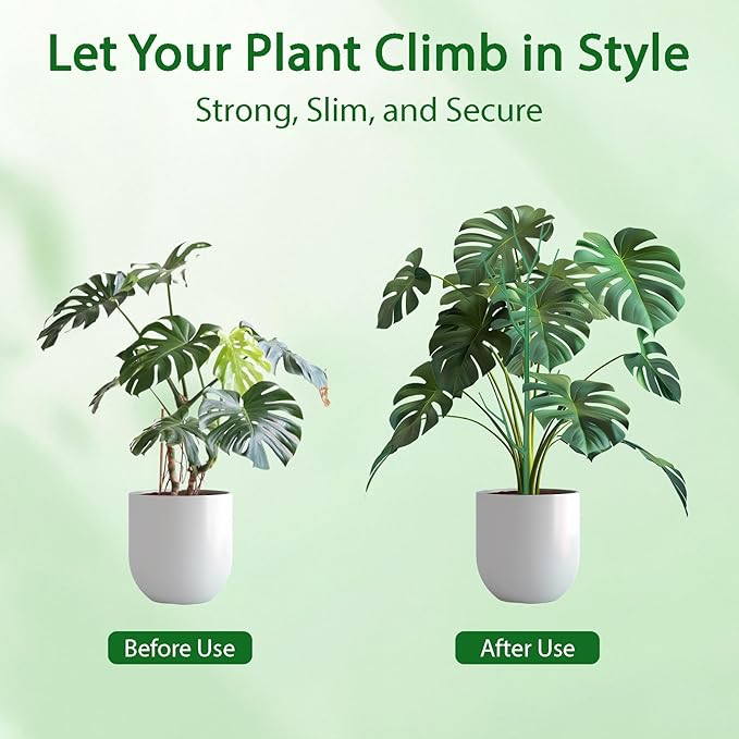 10 Pack Stackable Plant Supports Stakes, Sturdy Garden Trellis for Climbing & Vining Plants, Monstera, Pothos & Philodendron - Reusable Plant Stakes for Indoor & Outdoor Potted Plants