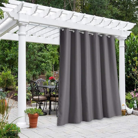 NICETOWN Curtain for Living Room 108 inch Length Public Divider, Rust-Proof Grommet Blackout Thermal Insulated Privacy Drape for Bedroom, Patio/Porch, Grey, 84" Wide, Sold by 1 Panel