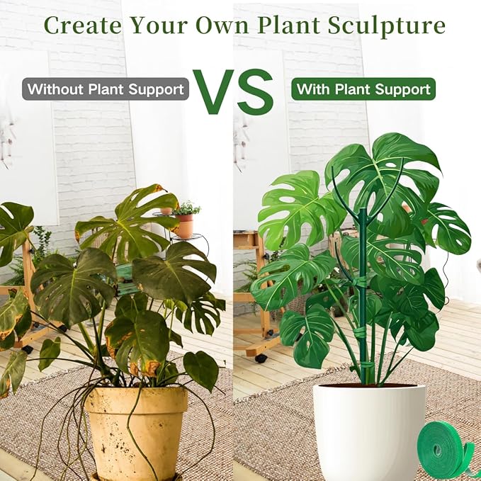 15 Pack Stackable Monstera Plant Support Stakes, 120inch Climbing Plant Sticks Structures with Garden Ties, Durable Alternative to Moss Pole for Indoor Outdoor Plants