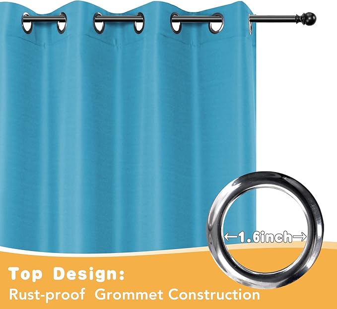HolidayIdeas Outdoor Curtains for Patio Waterproof, 4 Panels - 54 x 120 Inch - Privacy Protection & Light Filtering Curtains Teal Grommet Outside Curtains for Porch, Gazebo, Pergola, Backyard