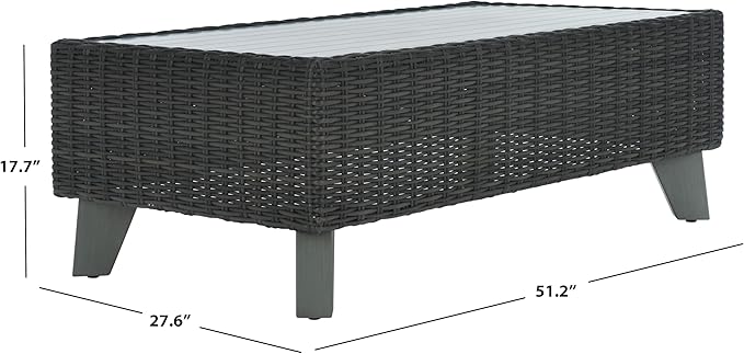 SAFAVIEH Couture Collection Margarita Dark Grey Faux Wicker Rectangle Indoor/Outdoor Coffee Table (Fully Assembled)