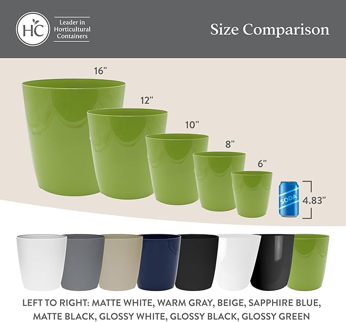 The HC Companies Aria Round Self-Watering Pot - Lightweight Plastic Planter for Herbs & More - Durable Plant Pots for Indoor Plants & Outdoor Plants (6" Sapphire Blue, Pack of 2)