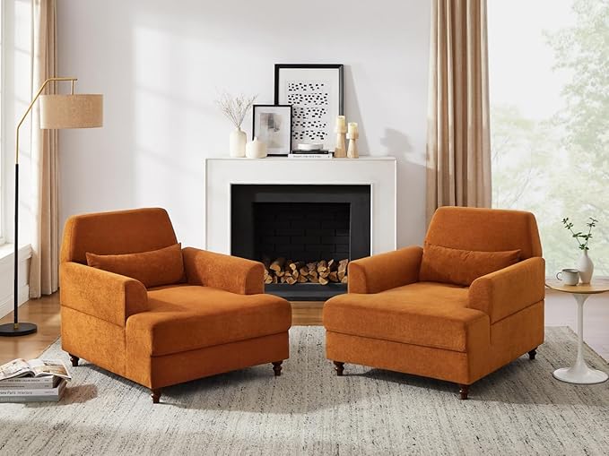 Chaise Lounge Chair Indoor with Adjustable Backrest, Upholstered Mid-Century Reading Chair, Oversized Accent Armchair for Living Room & Bedroom, Comfy Single Sofa Chair, Modern Living Room Chair