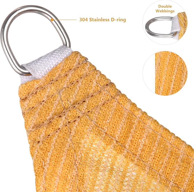Eden's Decor Straight Flat-Edged Sun Shade Sail Rectangular 17' x 19' Wheat UV-Blocking Outdoor Canopy Fabric Cloth Awning for Pergola Patio Garden Backyard Custom Size