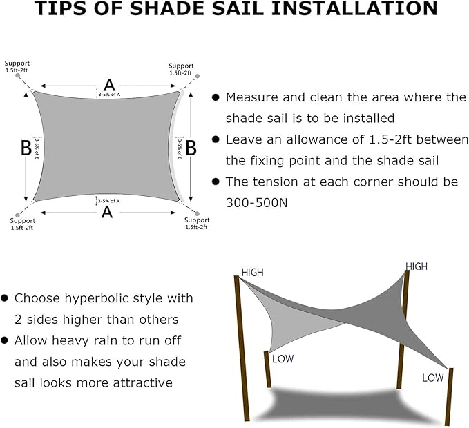 KANAGAWA Sun Shade Sail 12'x16' Gray Rectangle UV Block Canopy Awning Shelter Fabric Cloth Screen for Outdoor Patio Garden Backyard Activities