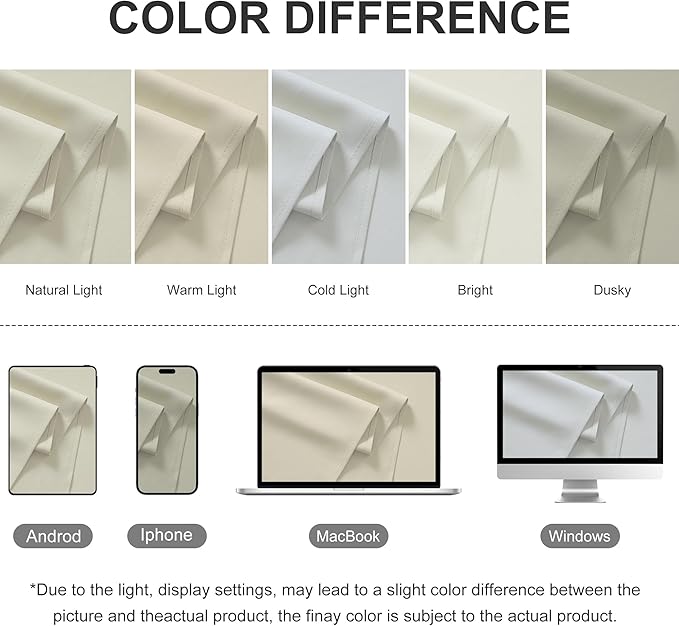 RYB HOME Outdoor Curtains for Patio Waterproof Block Sunlight Thermal Insulated Privacy Assured Thick Outside Curtains for Porch, Gazebo, Pergola, W52 x L95, Beige, 1 Panel