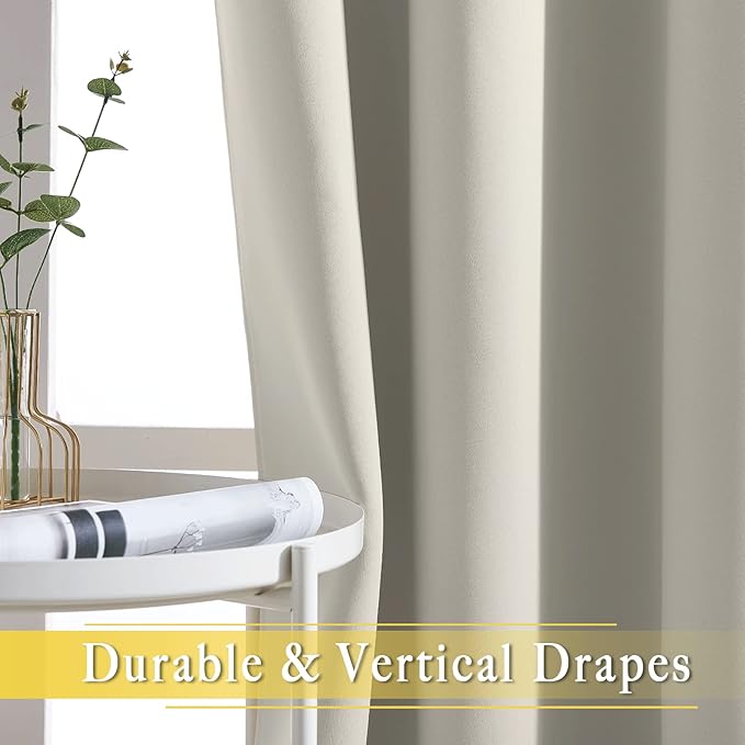 NICETOWN Blackout Sliding Glass Door Curtains, Room Darkening Thermal Insulated Curtains for Living Room Bedroom, Extra Wide Window Drapes, 1 Panel, W80 x L118, Natural