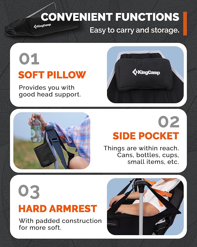 KingCamp Hammock Chair with Footrest – Heavy Duty Swinging Rocking Camping Chairs for Adults up to 400lbs, Folding Portable Oversized Rocker with Cup Holder & Pillow for Outdoor Beach Lawn RV Sports