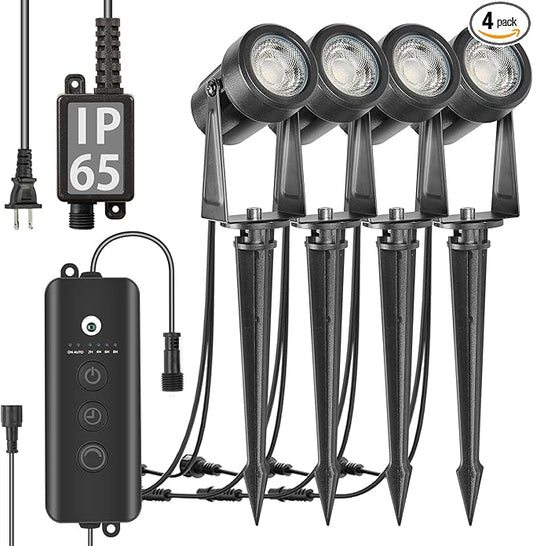 SUNTHIN Outdoor Landscape Lighting with Dusk to Dawn Sensor Controller, 4 Pack