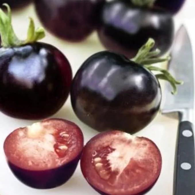 ZEshops 100pcs European Black Cherry Tomato Seeds - Heirloom, Non-GMO, Rich Flavor - Full Planting Guide Included for Home Gardens, Perfect Gardening Gift (Black Cherry Tomato Seeds)