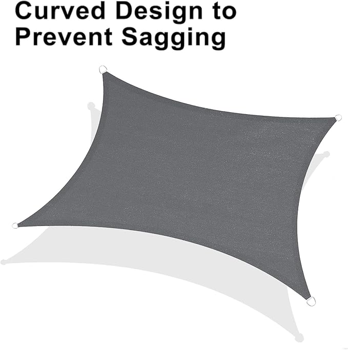 LOVE STORY Custom Size 9'x18' Dark Grey Sun Shade Sail Rectangle UV Block Canopy Patio Sail Sunshades Fabric for Outdoor Garden Carport (We Make Custom Size)
