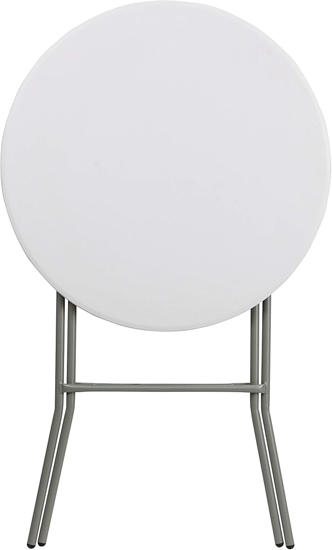 Flash Furniture Elon 32' Round Folding Bar Height Table for Parties and Commercial Events, Indoor/Outdoor Plastic Tall Round Table, White