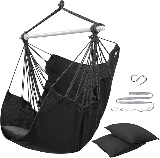 ADVOKAIR Hammock Chair Swing, Heavy-Duty Hanging Rope Swing Seat Supports 500 Lbs, Ideal for Outdoor Patio, Backyard, Porch, Deck & Indoor Bedroom Use