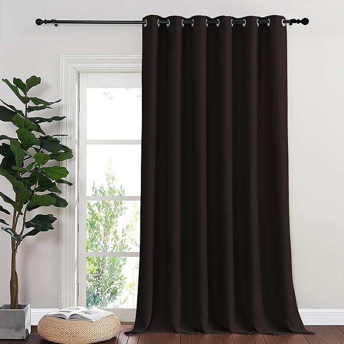 NICETOWN Blackout Sliding Glass Door Curtains, Room Darkening Thermal Insulated Curtains for Living Room Bedroom, Extra Wide Window Drapes, 1 Panel, W80 x L118, Toffee Brown