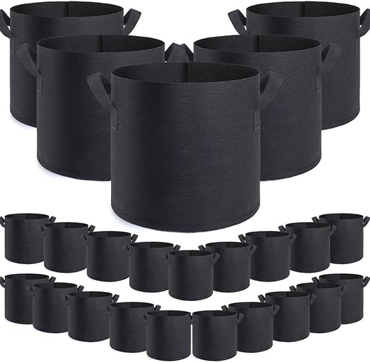 GROWTNT 3 Gallon Grow Bags 24 Pack,3 Gallon Fabric Pots,Garden Bags to Grow Vegetables,Planter Bags for Vegetables,Garden Pots with Two Handles.