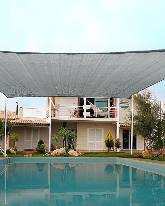 Quictent 12x16ft Rectangular Sun Shade Sail 185G HDPE Canopy 98% UV Block Outdoor Patio Garden Commercial Deck with Hardware Kit