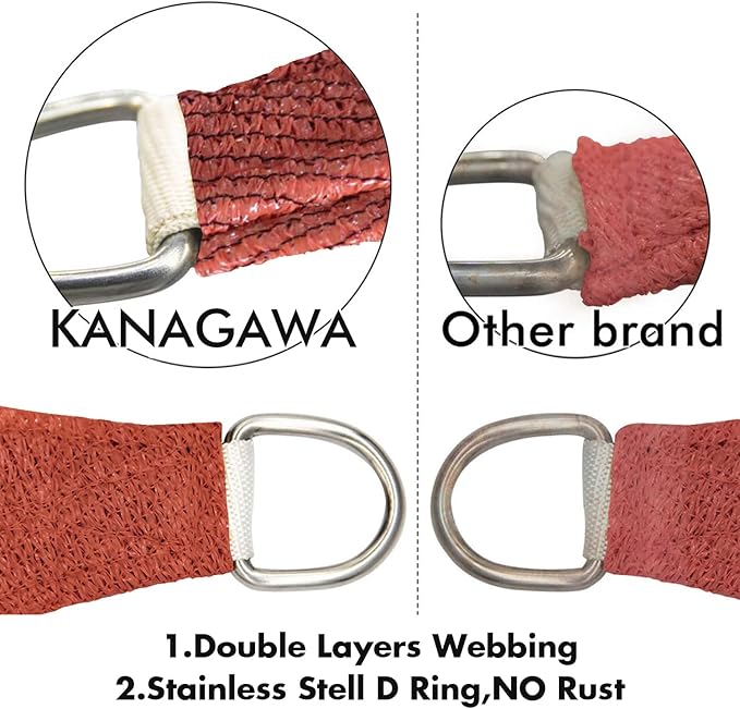 KANAGAWA 10'X18' Rust Red Custom Size Sun Shade Sail Rectangle UV Block Canopy Cover for Patio Backyard Lawn Garden Outdoor (Customized Available)